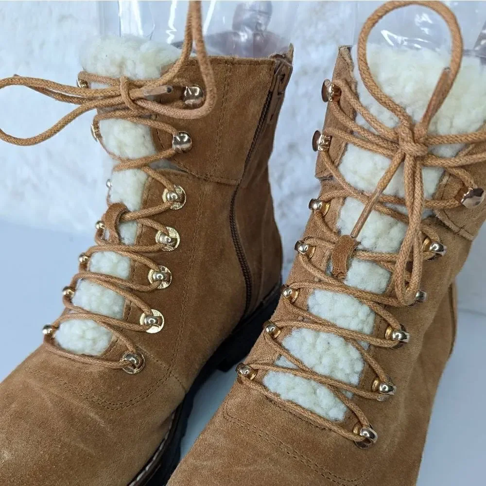 Crown & Ivy™ Women Naomi Hiker Boot High Laced Brown Size 8.5